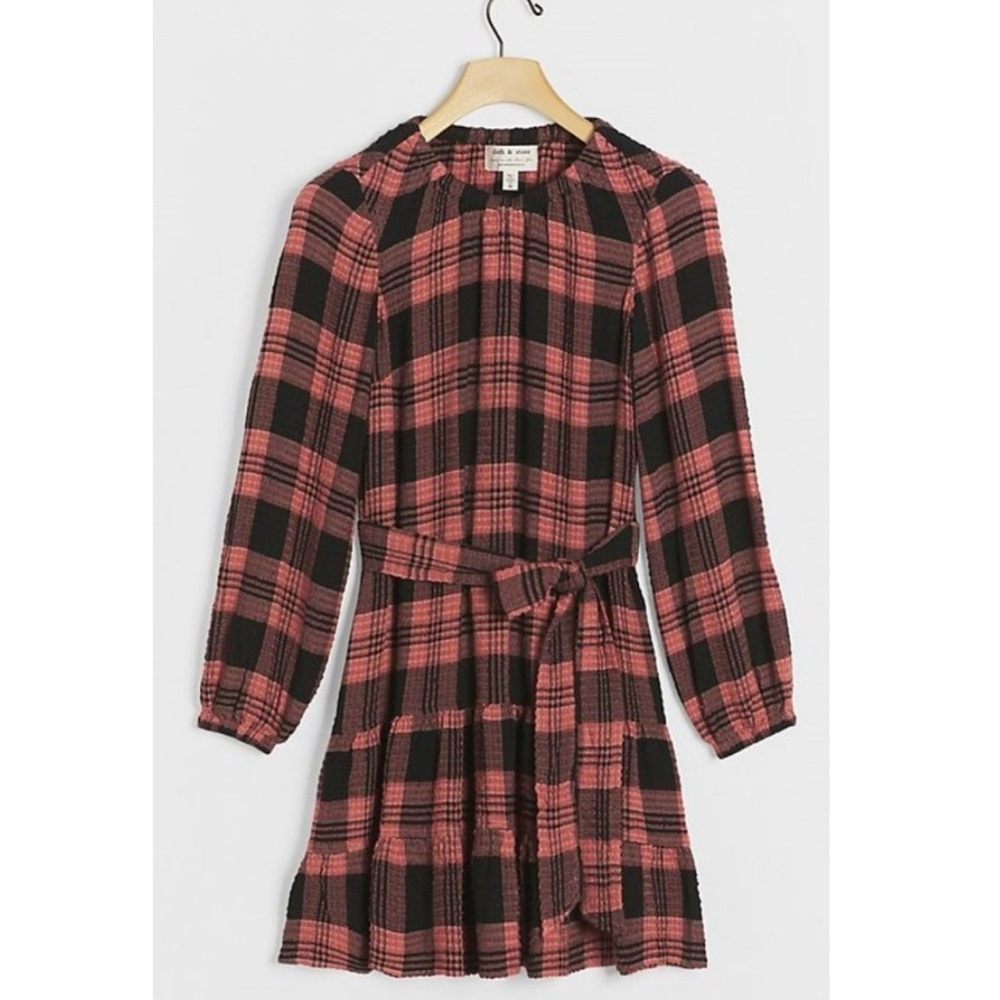 ANTHROPOLOGIE Cloth & Stone Daia Plaid Mini Dress S - Picture 4 of 11